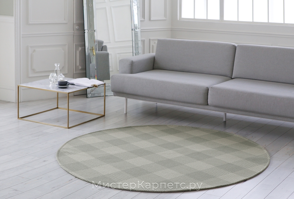 Круглый безворсовый ковер с рисунком Checked