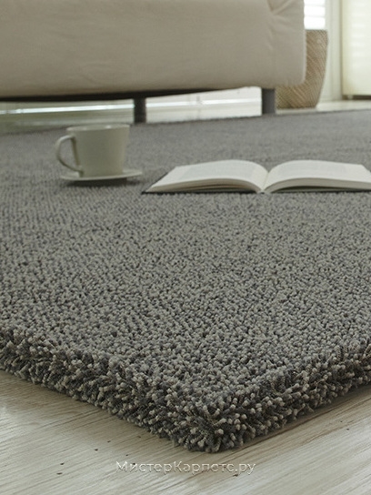 Темно-серый круглый ковер с коротким ворсом Stucco