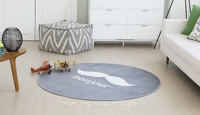 Круглый серый ковер Bonr