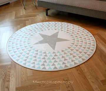 Серо-голубой круглый ковер со звездой Destiny