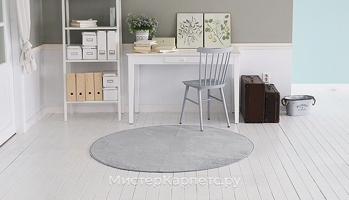 Круглый серый ковер Charmant