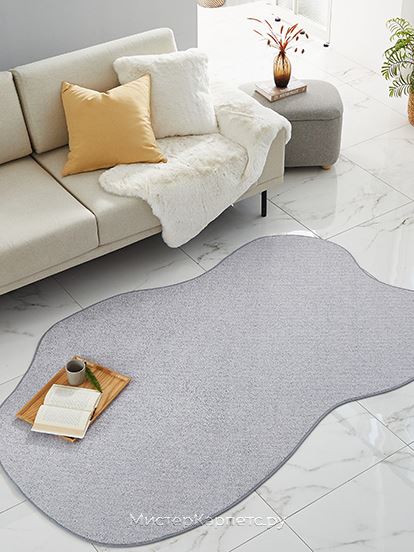 Серый фигурный однотонный ковер Butterfly