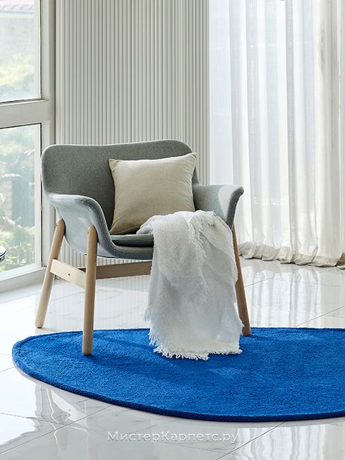 Синий ковер с ворсом фигурной формы Century