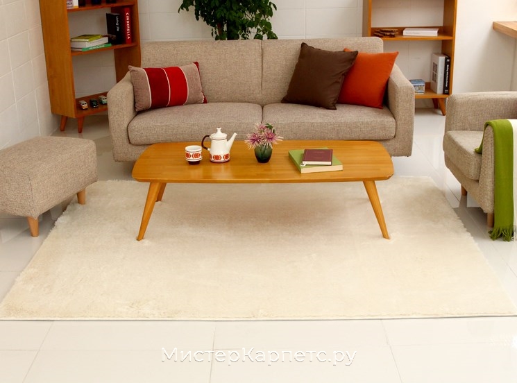 Ковер с длинным ворсом S-Pie, кремовый