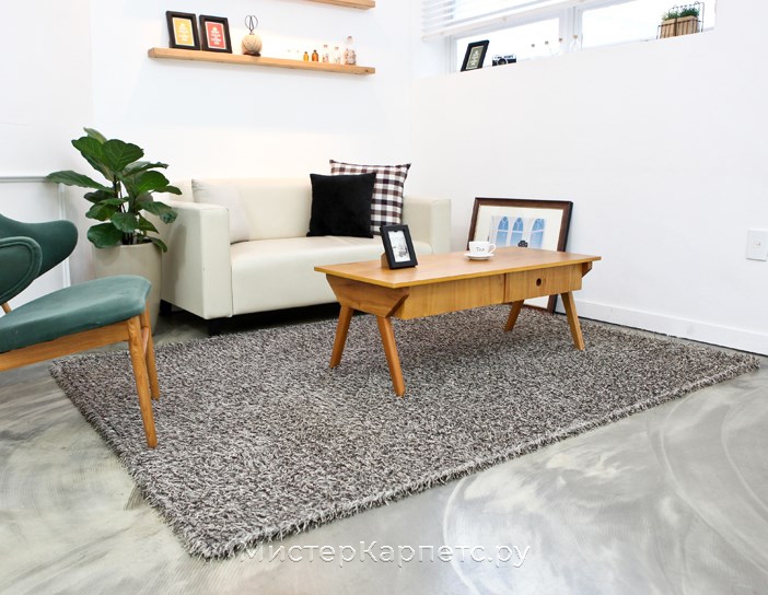 Коричневый ковер с ворсом шегги Premium