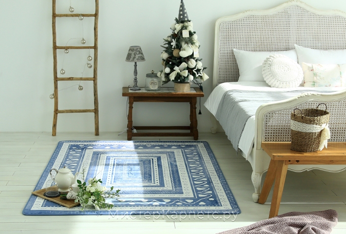 Синий ковер с коротким ворсом Ethnic