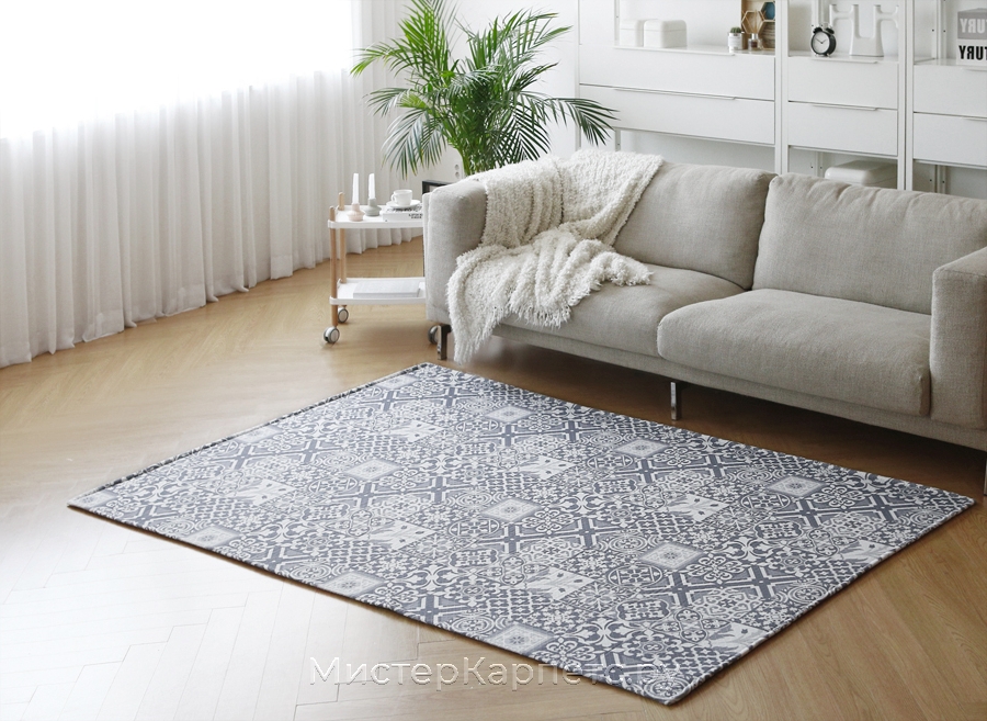 Серый ковер с рисунком Tile
