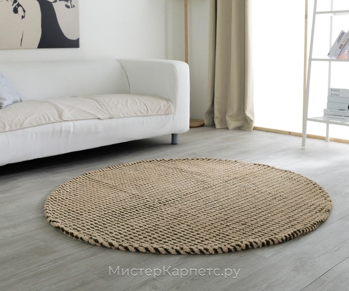 Круглый коричневый ковер Gera