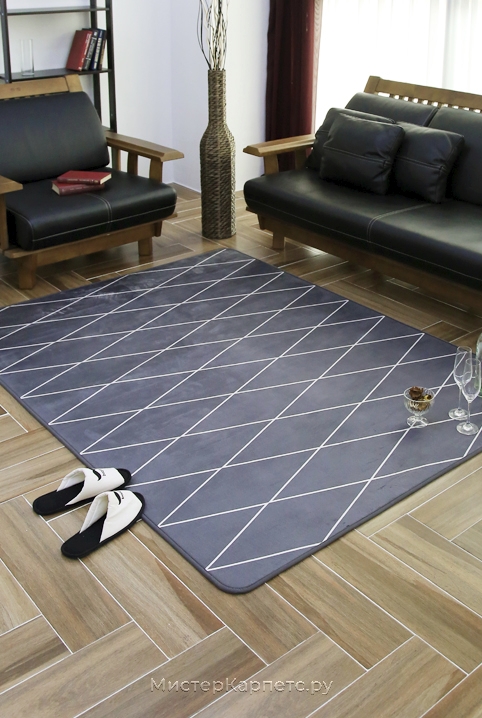 Темно-серый ковер в полоску Linart