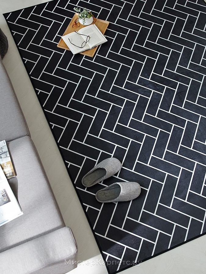 Черный ковер с геометрическим рисунком Bellatrix