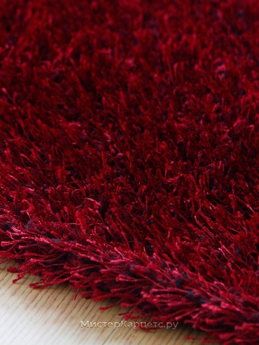 Круглый ковер винно-красного цвета с ворсом шегги Ritz