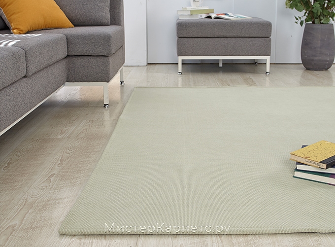 Безворсовый мятный хлопковый ковер Cottage