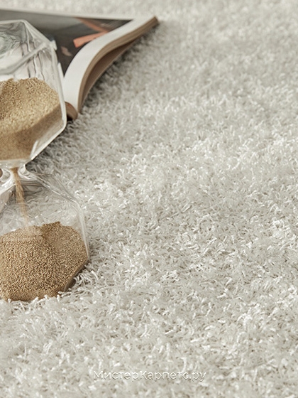 Кремовый круглый ковер с коротким ворсом Silex