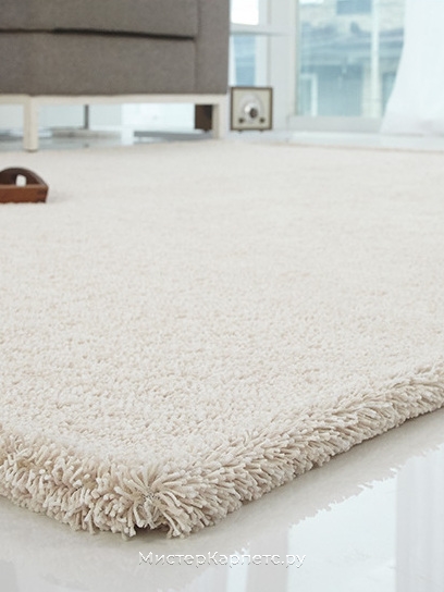 Бежевый круглый ковер с коротким ворсом Stucco