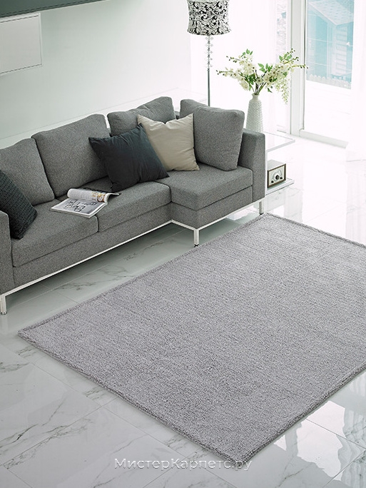 Серебристый ковер с коротким ворсом Stucco