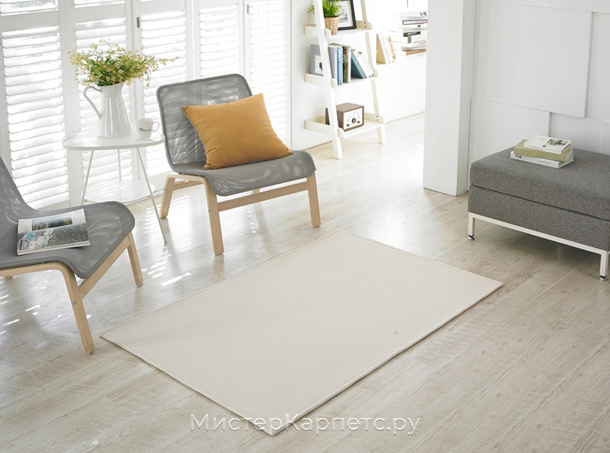 Безворсовый кремовый хлопковый ковер Cottage