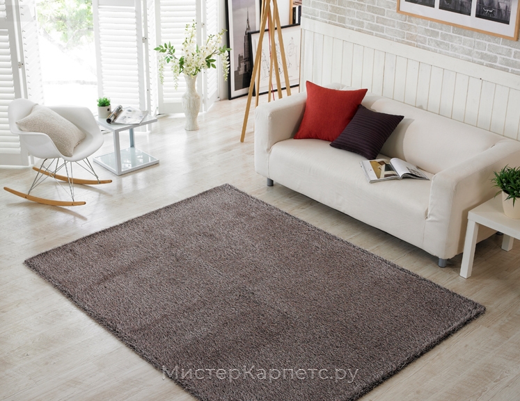 Коричневый хаки ковер с длинным ворсом Cliff