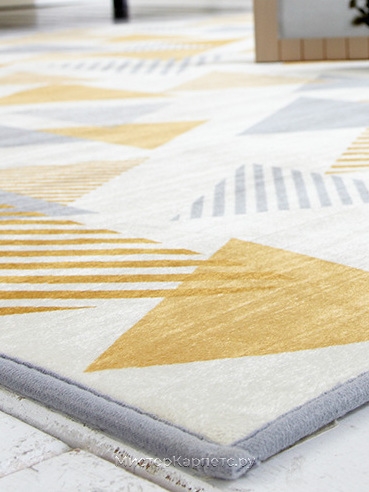 Ковер с коротким ворсом и узором Елочки Oslo, желтый