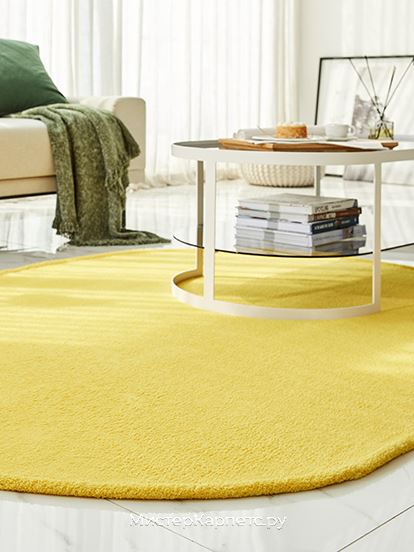 Овальный желтый однотонный ковер Century