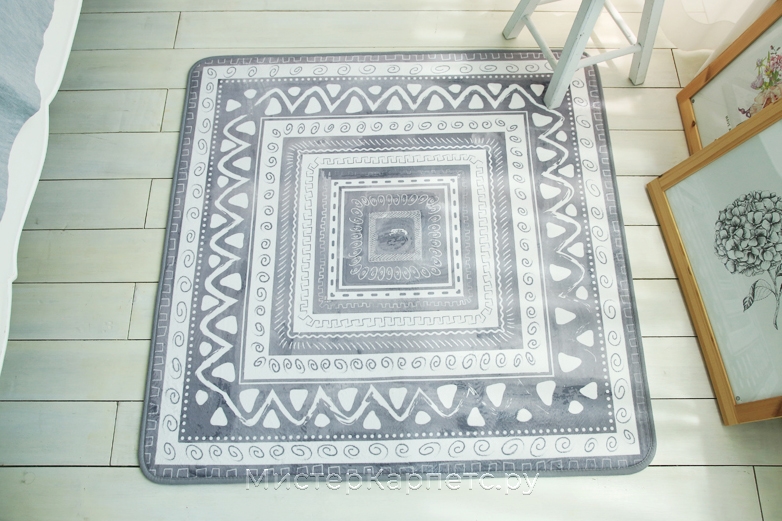 Серый квадратный ковер Ethnic