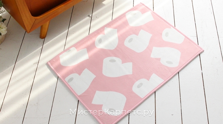 Розовый коврик с рисунком Paper