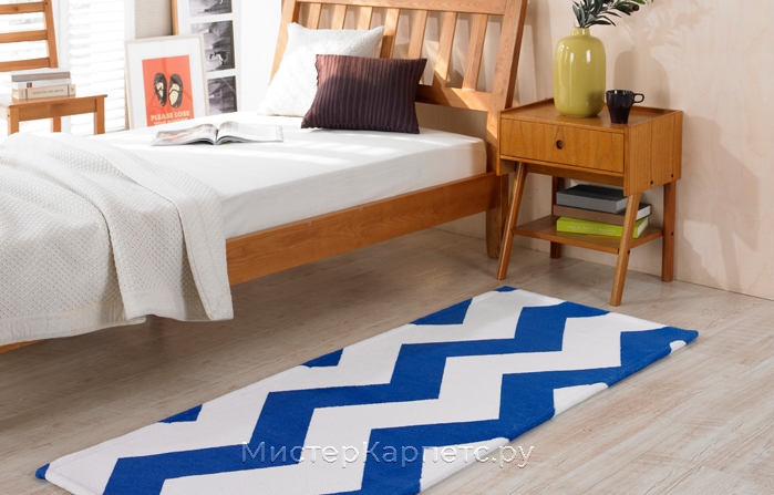 Голубой коврик с рисунком зиг заг Mountain