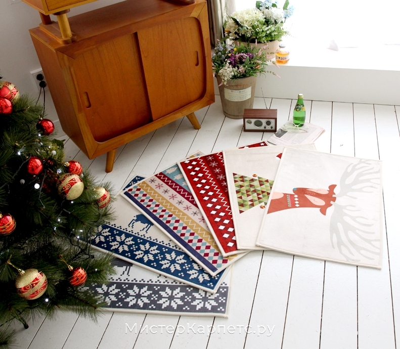 Синий коврик с рисунком Nordic