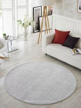 Круглый светло-серый ковер шегги Alaska