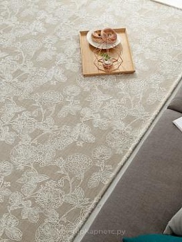 Ковер без ворса с цветочным узором Plaka, бежевый