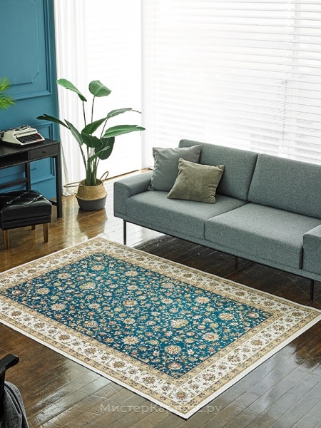 Ковер с коротким ворсом в классическом стиле Tapis, синий