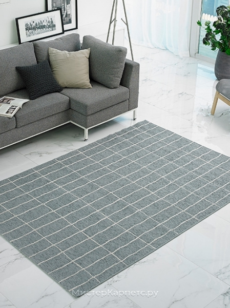 Сине-серый безворсовый ковер Resun