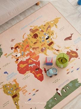 Бежевый ковер с картой Kid Map