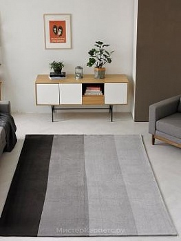 Ковер в полоску с коротким ворсом Quattro, коричневый