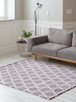 Серый ковер с рисунком белых кругов Leline