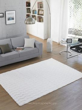Белый ворсовый ковер Pebb