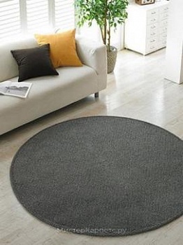 Темно-серый круглый ковер с коротким ворсом Stucco