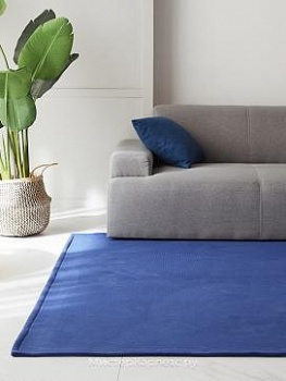 Синий безворсовый ковер из хлопка Copop