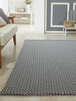 Черный безворсовый ковер Jacquard