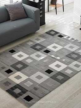 Серый ковер с квадратным рисунком Frame