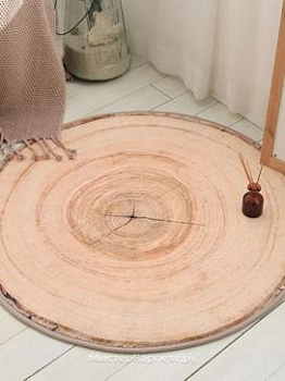 Круглый ковер с рисунком среза дерева Ring