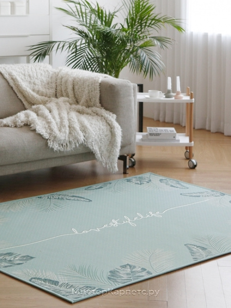 Зеленый ковер с рисунком листьев Aloha