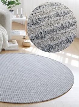 Круглый серый ковер в полоску Knit