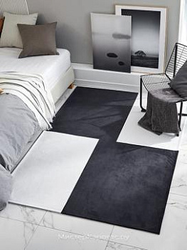 Черно-белый ворсовый ковер Roseboa