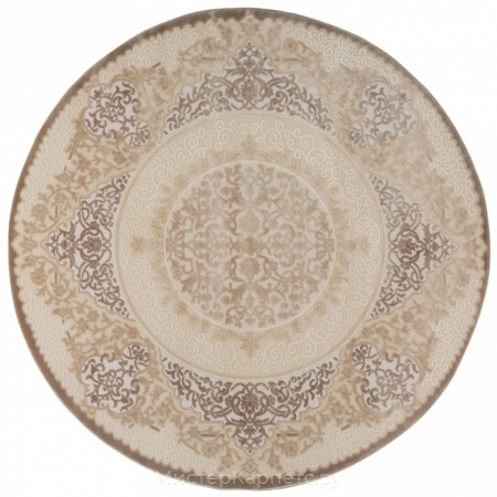 Круглый кремово-бежевый ковер со средним ворсом Авангард