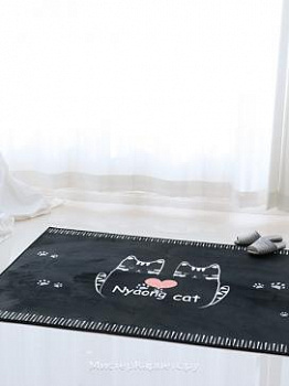 Черный ковер с кошками Cat Lug