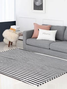 Черно-белый ковер в полоску Stripe