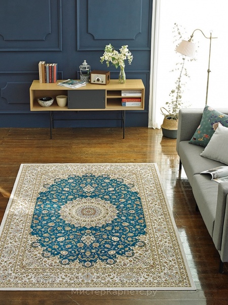 Ковер с орнаментом в классическом стиле Tapis, синий