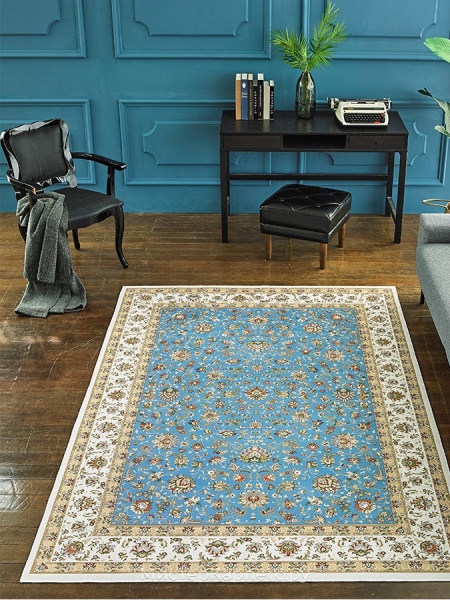 Ковер с коротким ворсом в классическом стиле Tapis, голубой
