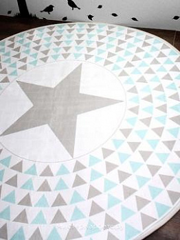 Серо-голубой круглый ковер со звездой Destiny