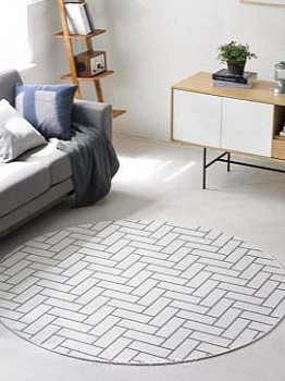 Круглый кремовый ковер с коротким ворсом Bellatrix